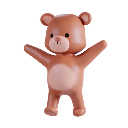 Bear Waving Hands  3D Illustration