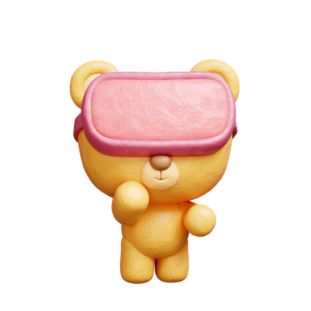 Bear Wearing Virtual Reality Headset  3D Illustration