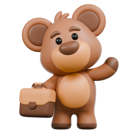 Bear with Briefcase  3D Icon