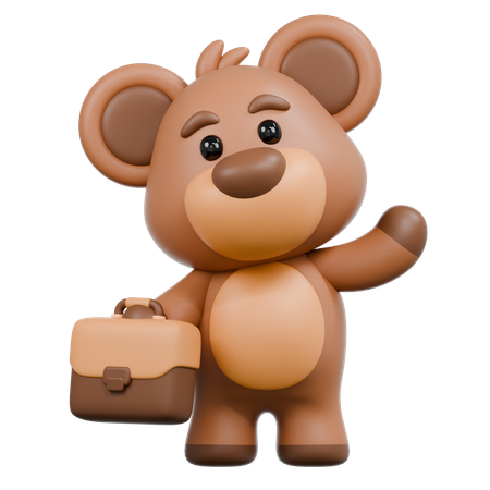 Bear with Briefcase  3D Illustration