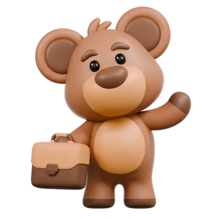 Bear with Briefcase  3D Illustration