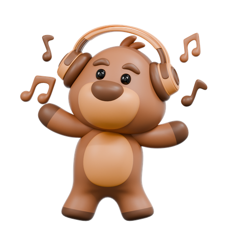 Bear with Headphone  3D Illustration