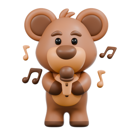 Bear with Mic  3D Icon
