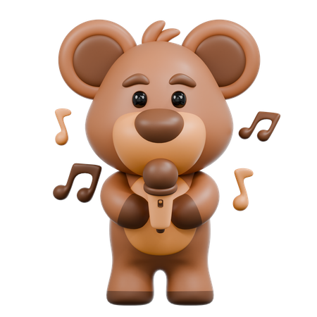 Bear with Mic  3D Illustration