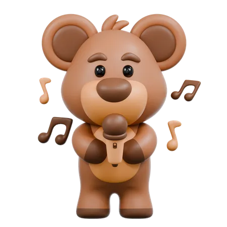 Bear with Mic  3D Illustration