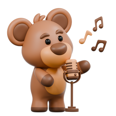 Bear with Microphone  3D Illustration