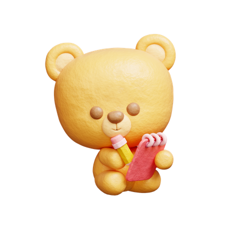 Bear Writing A Journal  3D Illustration