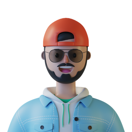 Beard Boy  3D Illustration