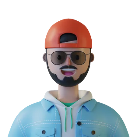 Beard Boy  3D Illustration