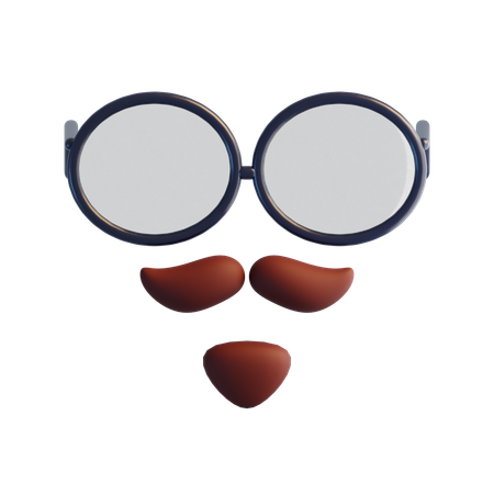 Beard eyeglasses and mustache  3D Icon