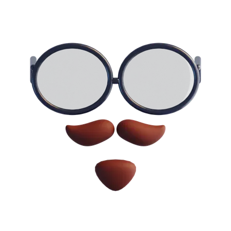 Beard eyeglasses and mustache  3D Icon