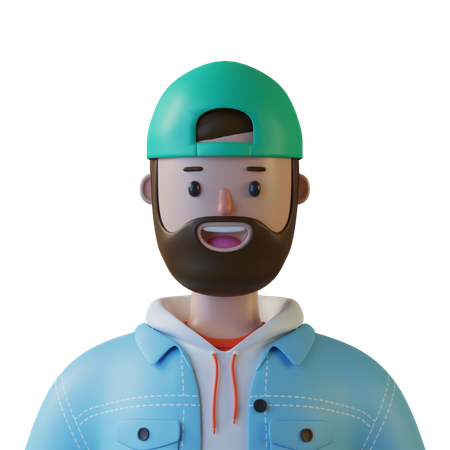 Beard Man  3D Illustration