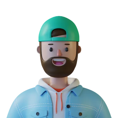 Beard Man  3D Illustration