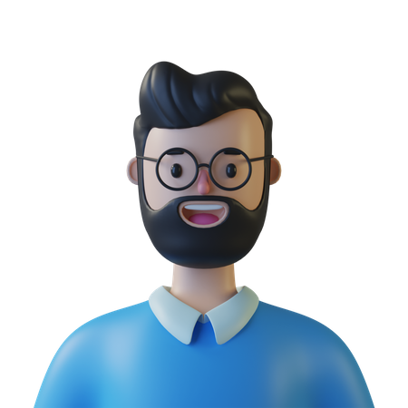 Beard Man  3D Illustration