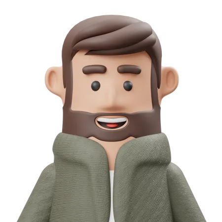 Beard Man  3D Illustration