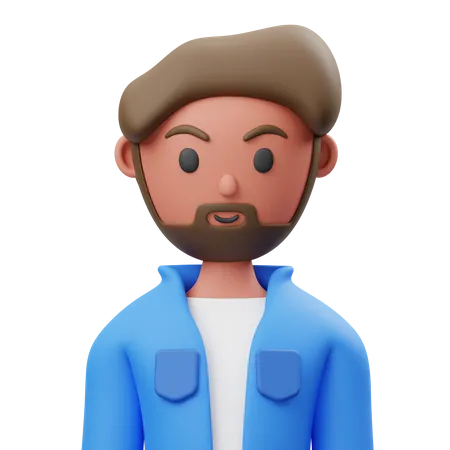 Beard Man  3D Illustration