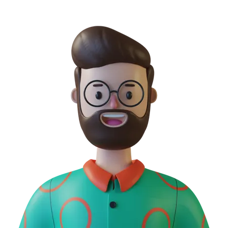 Beard Man  3D Illustration