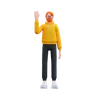 Beard man standing while waving hand