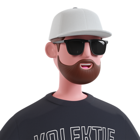 Beard Man With Glasses  3D Icon