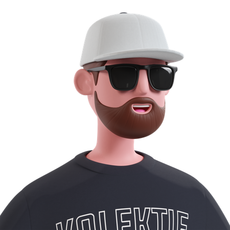 Beard Man With Glasses 3D Icon