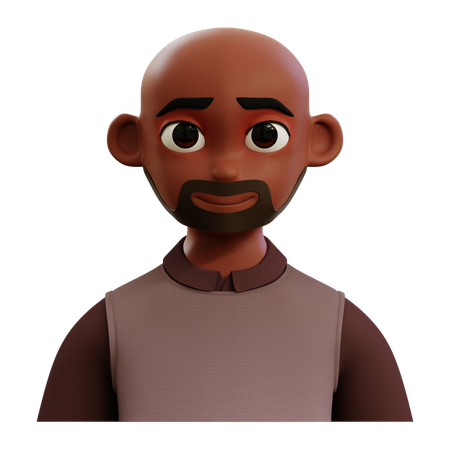 Bearded Bald Man  3D Icon