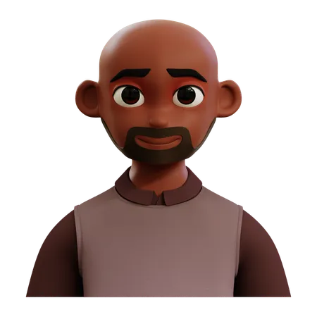 Bearded Bald Man  3D Icon