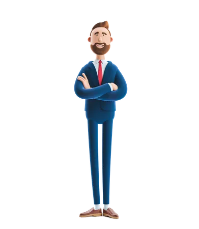 Bearded Businessman 3D Illustration