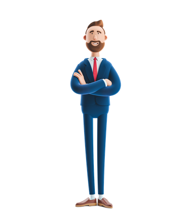 Bearded Businessman  3D Illustration