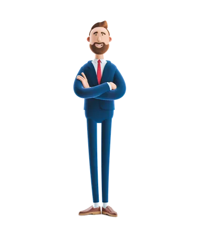 Bearded Businessman  3D Illustration