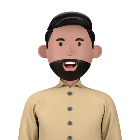 Bearded man  3D Icon