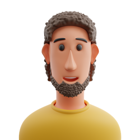 Bearded man avatar  3D Icon