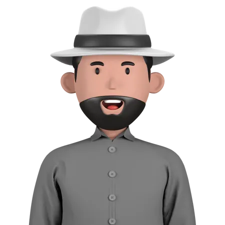 Bearded man wearing hat  3D Icon