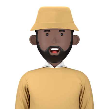 Bearded man wearing hat  3D Icon