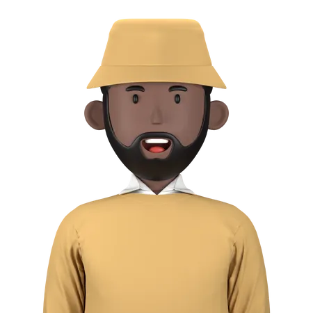 Bearded man wearing hat  3D Icon