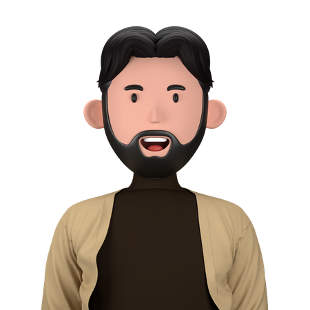 Bearded man wearing sweater  3D Icon