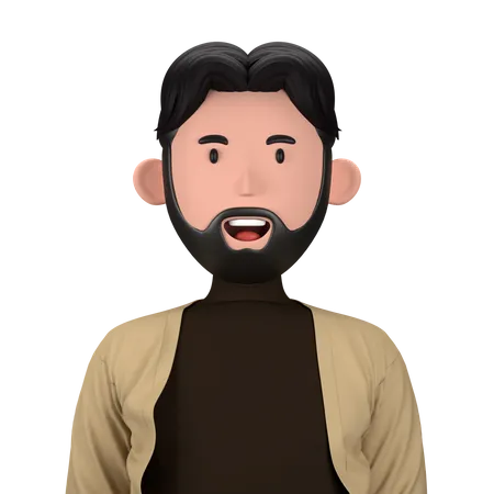 Bearded man wearing sweater  3D Icon