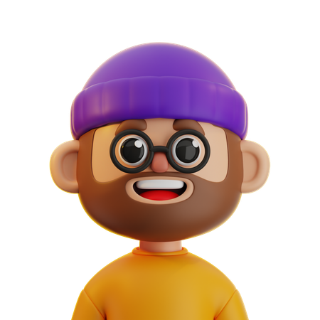 Bearded Man With A Beanie  3D Icon
