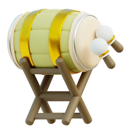 3 D Render Of Bedug Traditional Indonesian Drum Used In Mosques 3D Icon