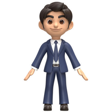 Beau jeune homme d'affaires en costume bleu marine  3D Illustration