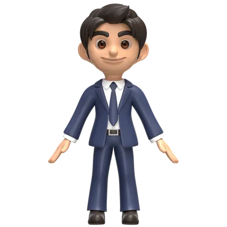 Beau jeune homme d'affaires en costume bleu marine  3D Illustration