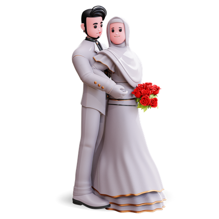 Beau couple de mariage  3D Illustration