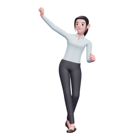 Beautiful Business Woman Celebrating Victory With Dancing 3D Illustration