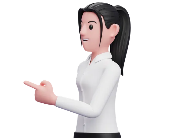 Beautiful Business woman facing sideways and pointing finger  3D Illustration