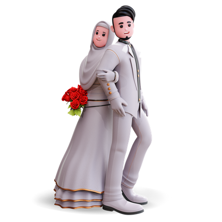 Beautiful couple giving photography pose  3D Illustration