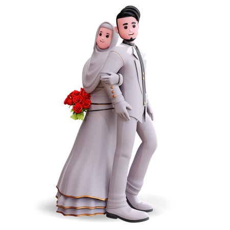 Beautiful couple giving photography pose 3D Illustration