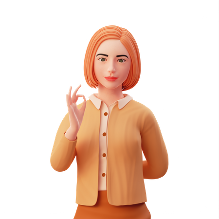 Beautiful lady showing nice gesture pose  3D Illustration