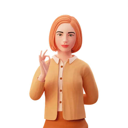 Beautiful lady showing nice gesture pose  3D Illustration