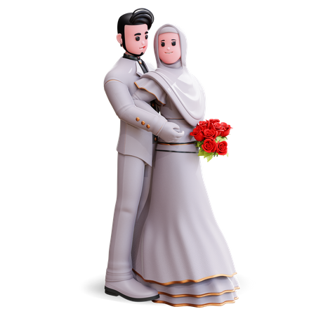 Beautiful Wedding Couple  3D Illustration