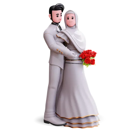 Beautiful Wedding Couple  3D Illustration