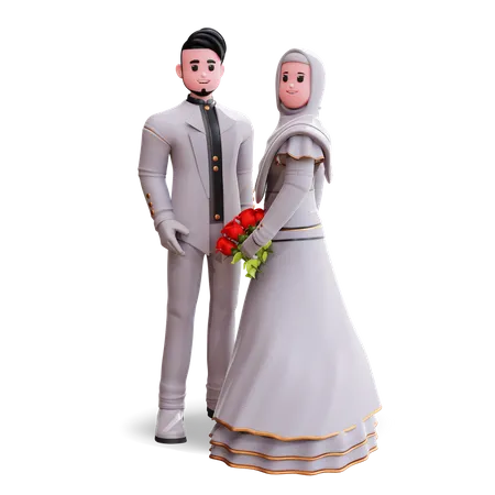 Beautiful Wedding Couple  3D Illustration